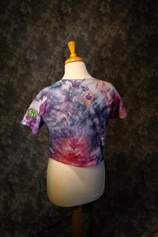 Tie Dyed, Puriri Moth Dream, woman's small crop top