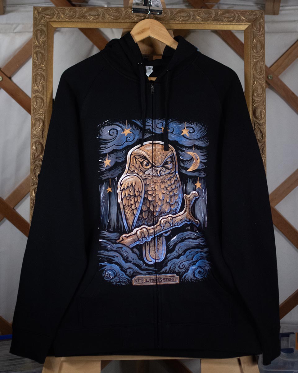 Kea and Ruru with Cat Skull hood, Hoody