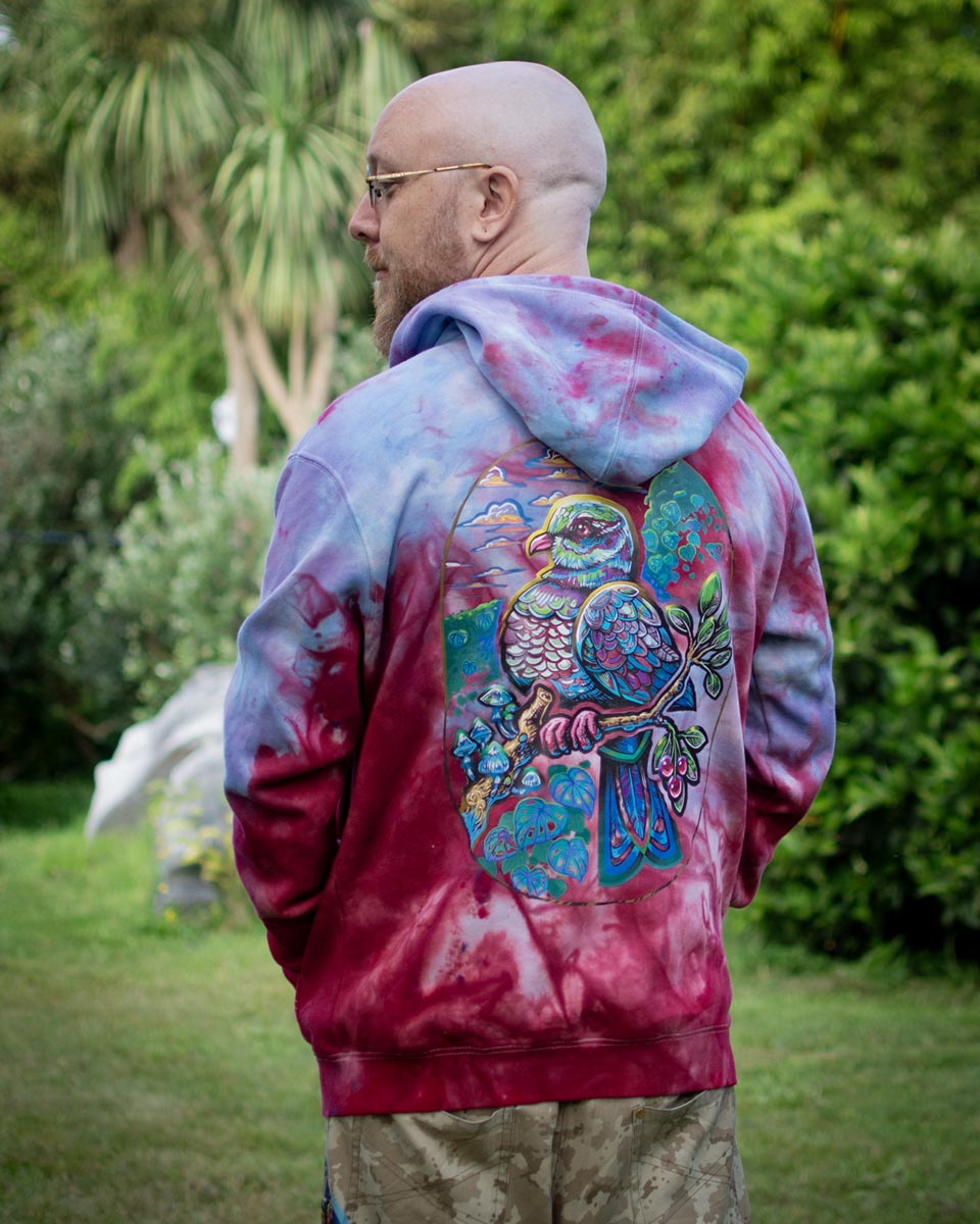 Custom Tie Dyed Wood Pigeon Hoodie