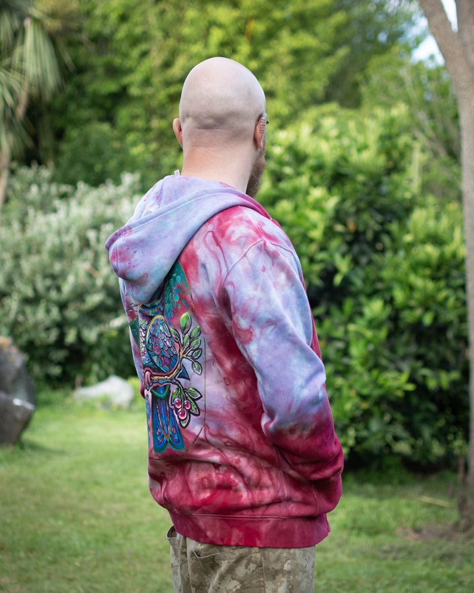 Custom Tie Dyed Wood Pigeon Hoodie