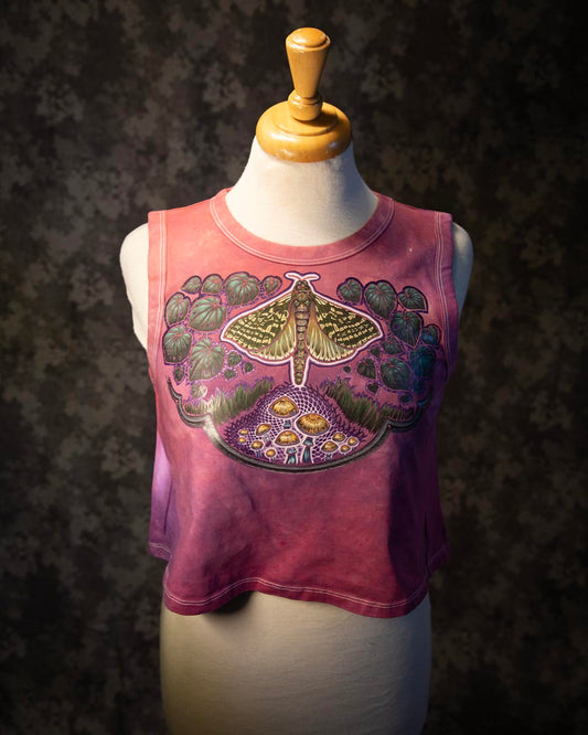 Tie Dyed, A Twilight Romance with a Puriri Moth, Women's medium cropped tank top
