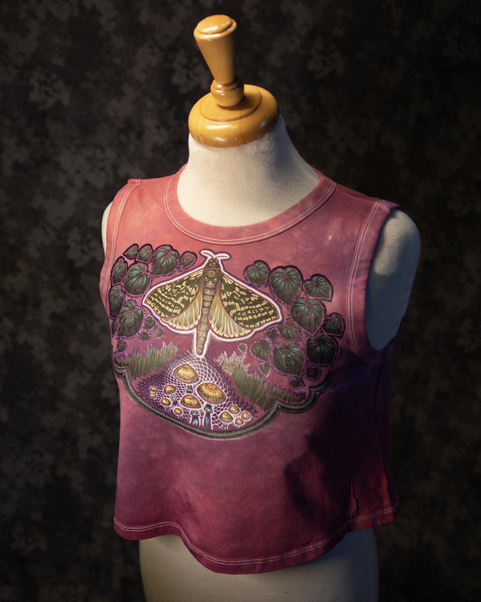 Tie Dyed, A Twilight Romance with a Puriri Moth, Women's medium cropped tank top