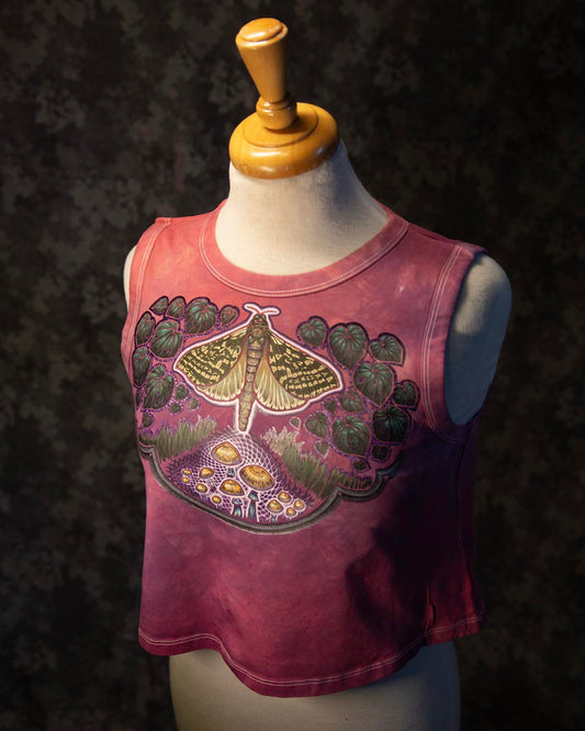 Tie Dyed, A Twilight Romance with a Puriri Moth, Women's medium cropped tank top