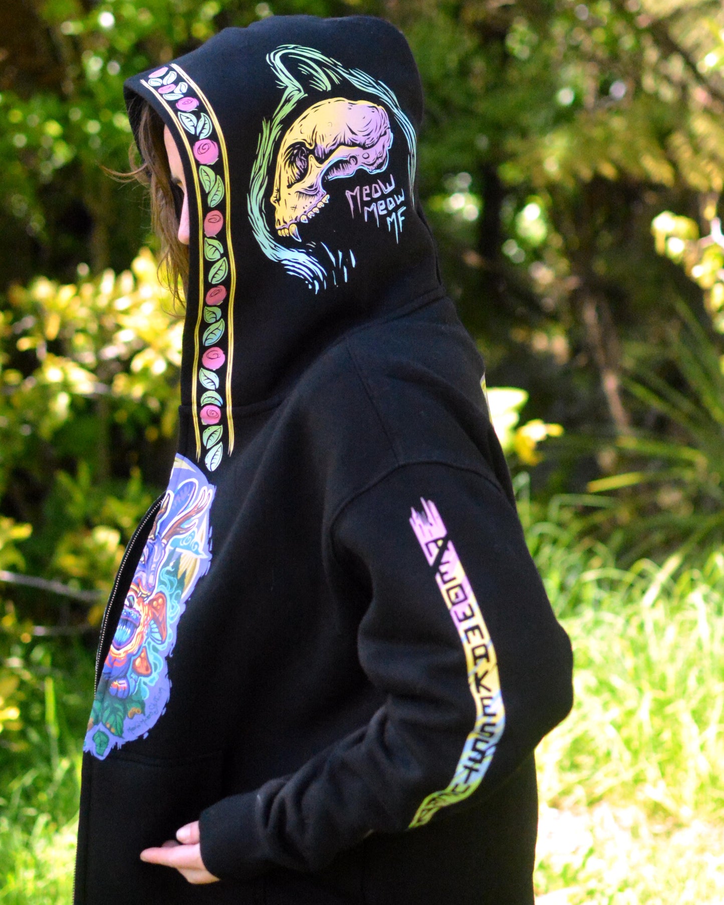 Jackalope with Cat Skull detailing Hoodie