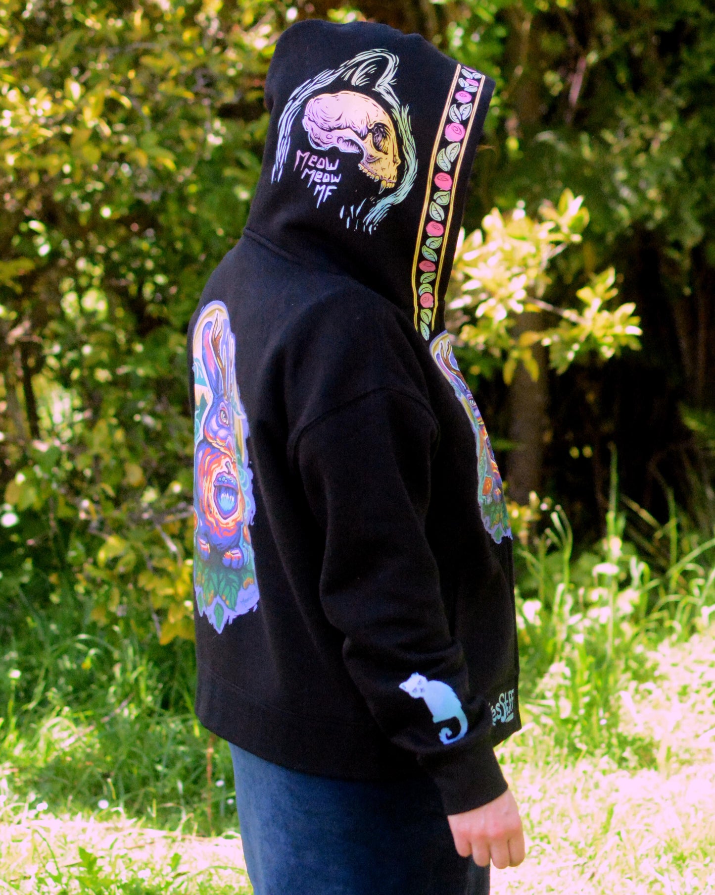 Jackalope with Cat Skull detailing Hoodie